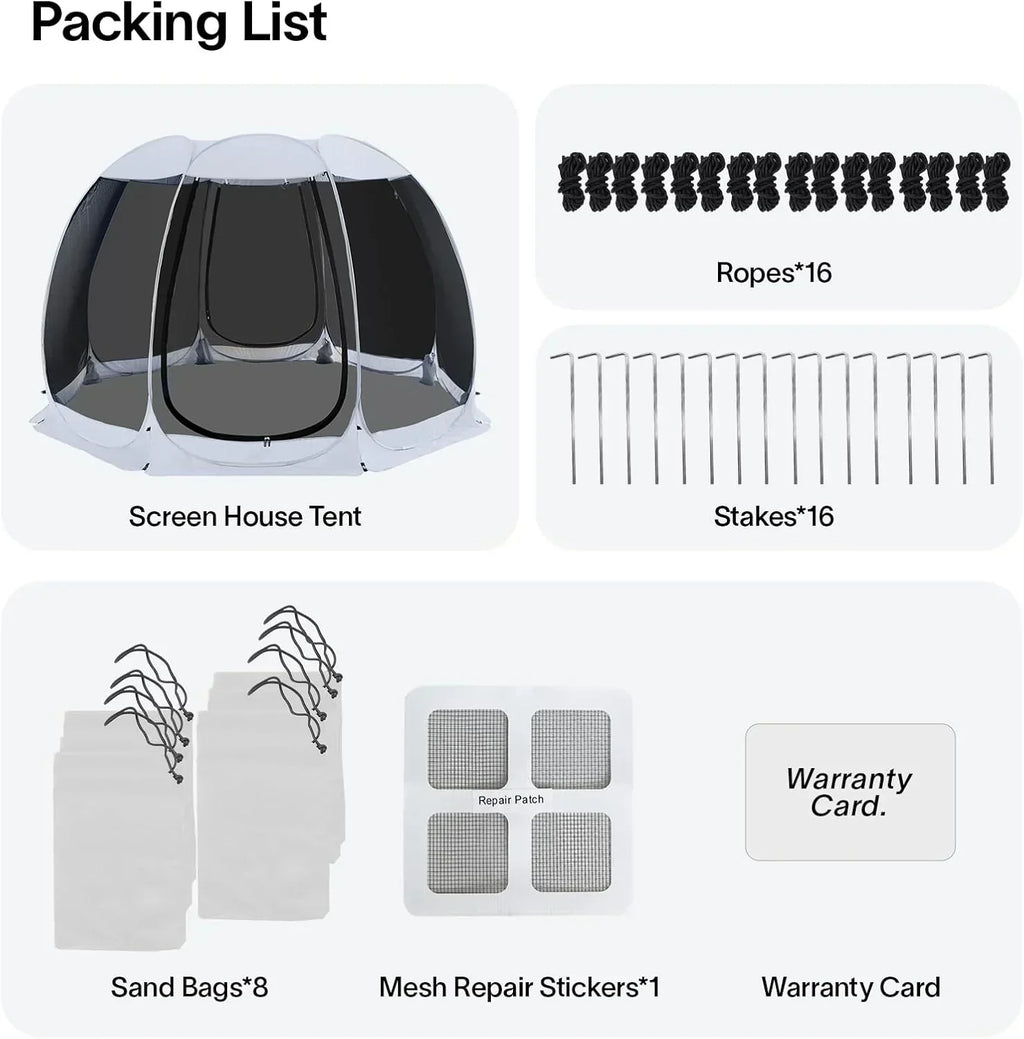 Screen gazebo sleeps 6-10-15 people Igloo-style canopy tent mosquito net on the sides Perfect wourant