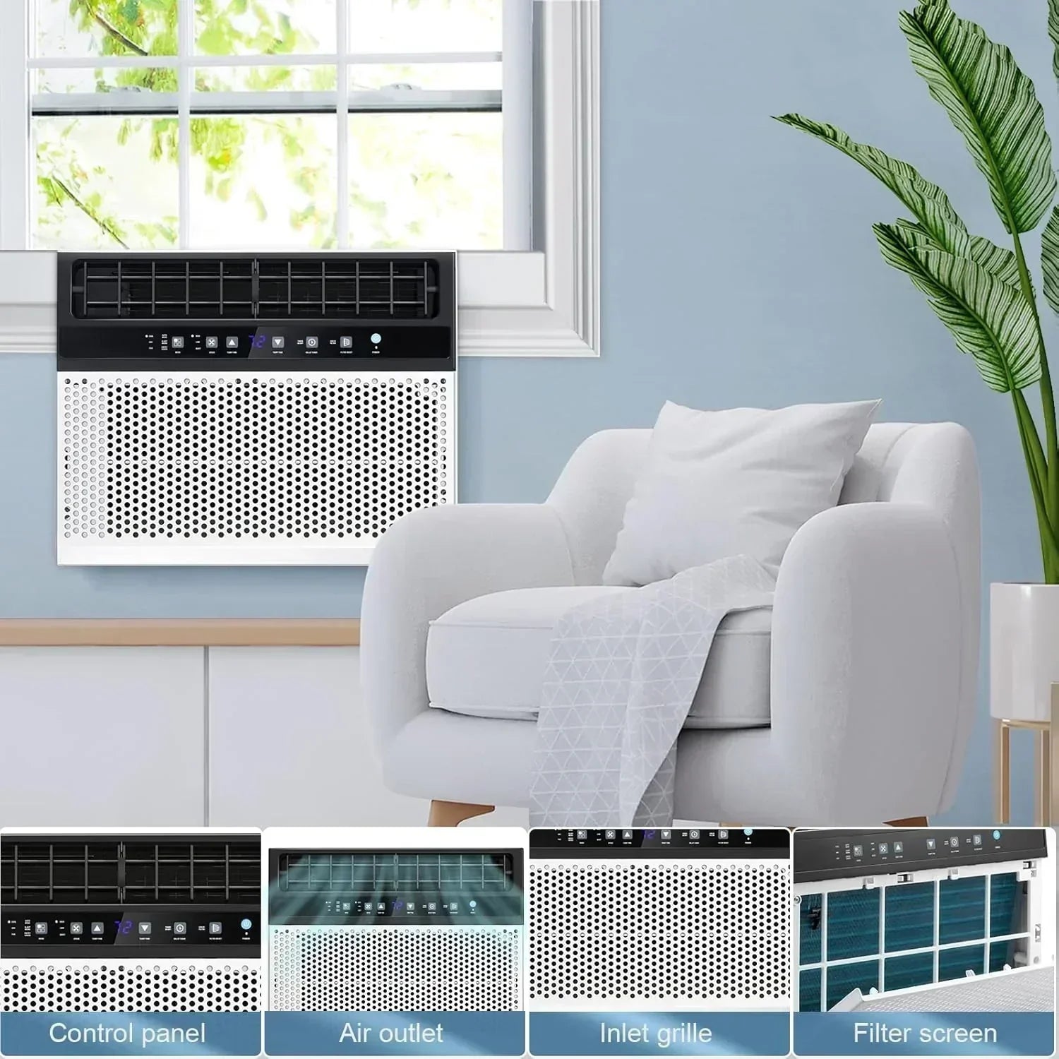 Antarctic Star 12,000 BTU U-Shaped Window Air Conditioner Unit Cools up to 550 Sq.Ft. with 6 Modes wourant