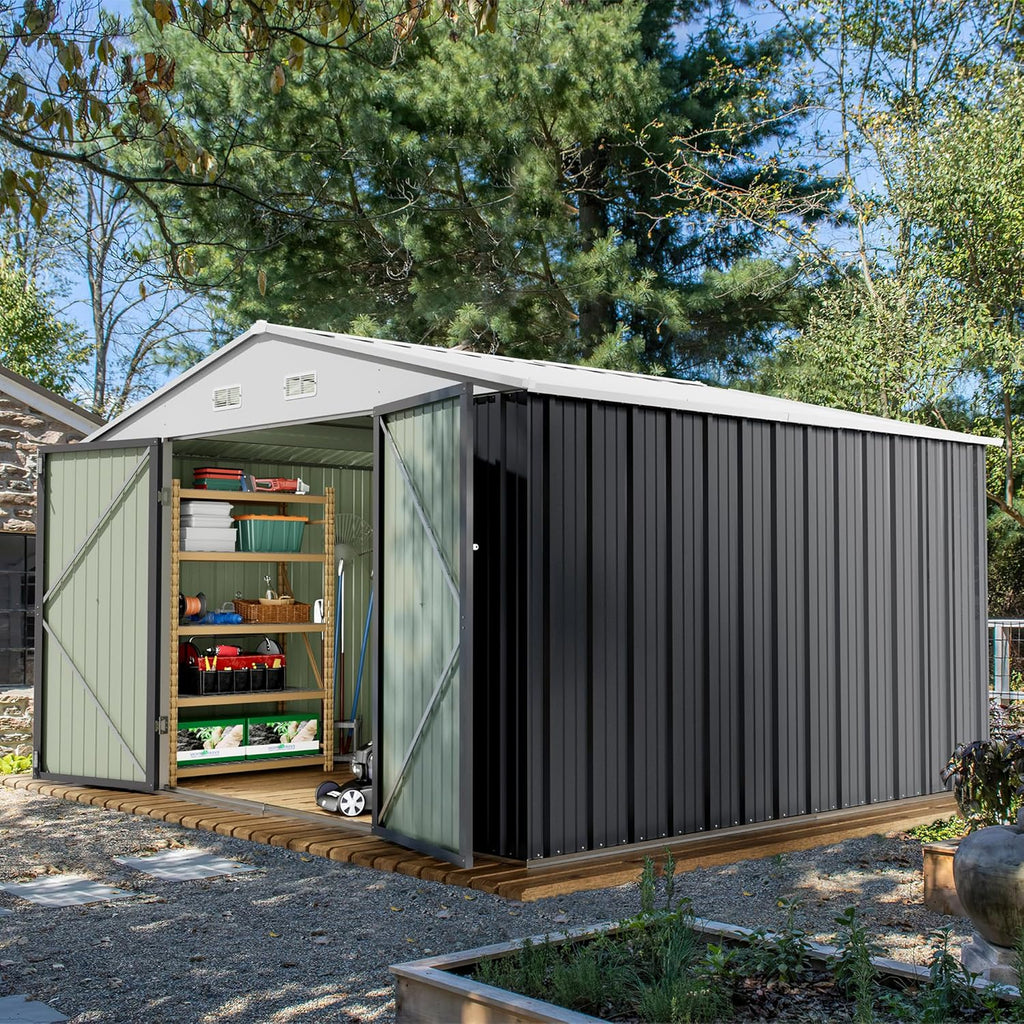 Devoko Outdoor Storage Shed Lockable Metal Garden Shed Steel Anti-Corrosion Storage House wourant