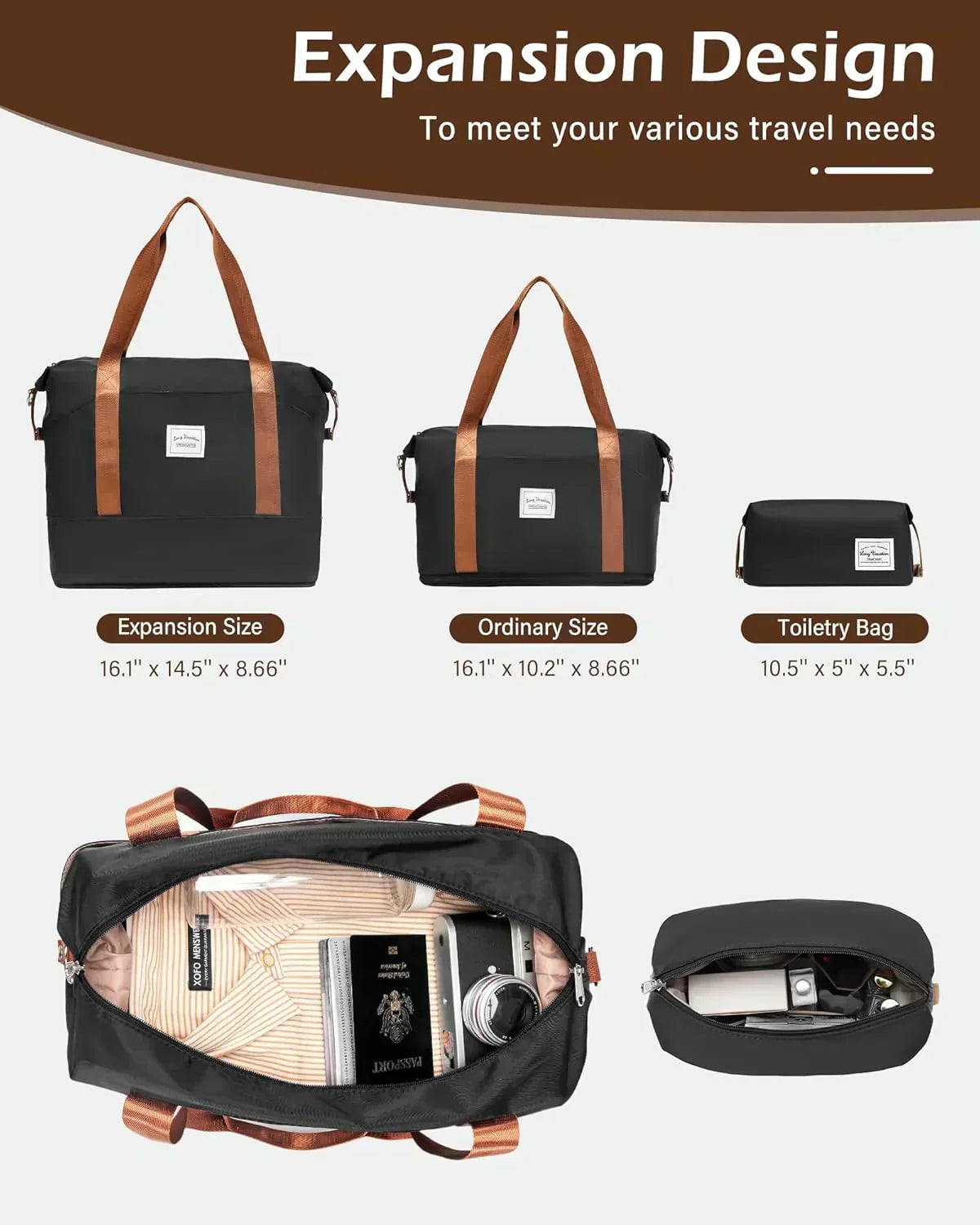 LONG VACATION 6 Piece Luggage Set Carry on Suitcase with ABS+PC hardshell Spinner Wheels wourant
