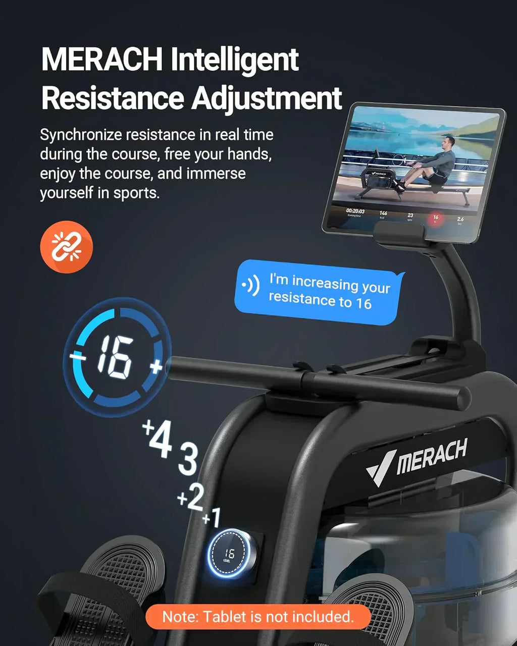 Merachi household rowing machine silent resistance dual-slide design wourant