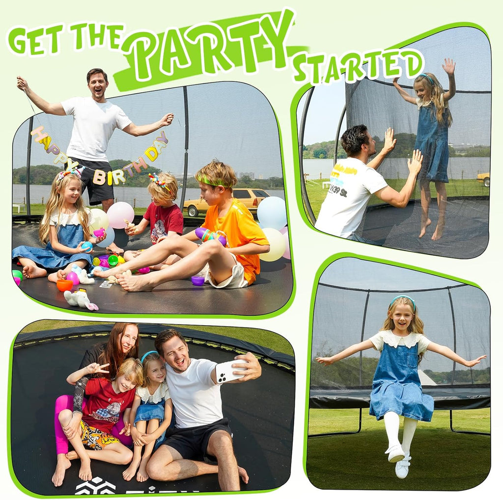Gigu 10FT 12FT 14FT Recreational Trampolines with Enclosure Net and Ladder Anti-Rust Coating wourant
