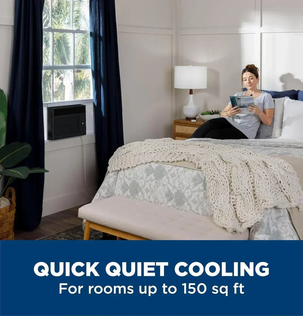 GE Window Air Conditioner Unit 5,000 BTU for Small Rooms up to 150 sq ft Manual Adjustable Fan wourant