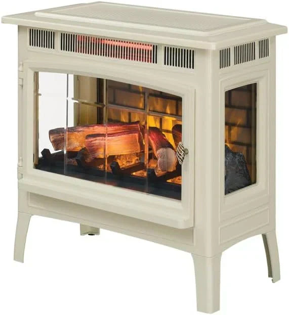 Freestanding Electric Fireplace Stove Heater with 3D Flame Effect for 1000 Sq. Ft wourant