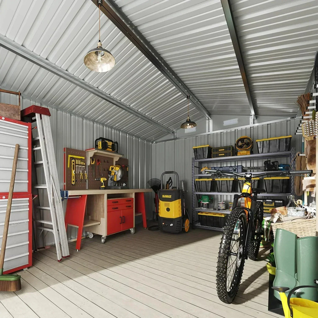 Aoxun 6.2x4 FT Shed Outdoor Storage Shed Metal Garden Shed Sloping Roof Tool Shed Bike Shed wourant