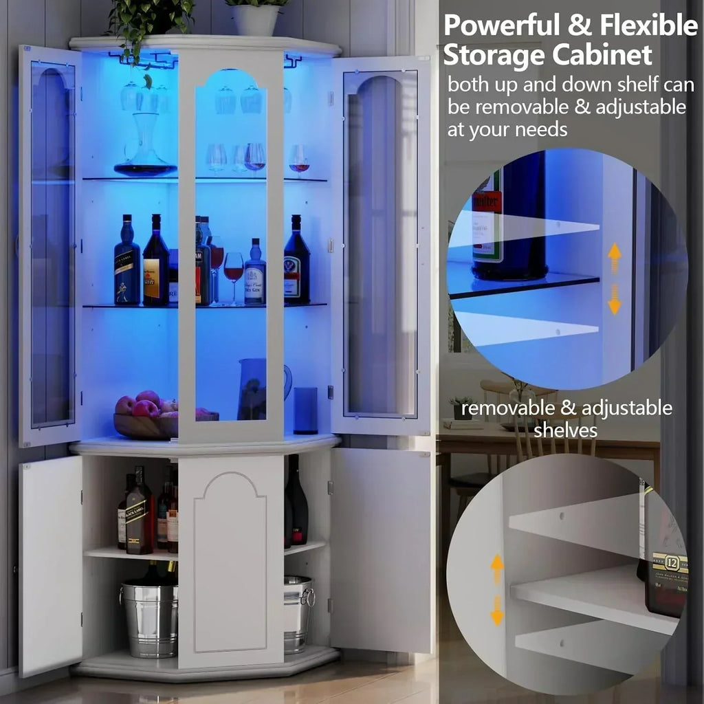 Corner wine cabinet with LED lights tall modern wine cabinet home bar wine storage cabinet wourant