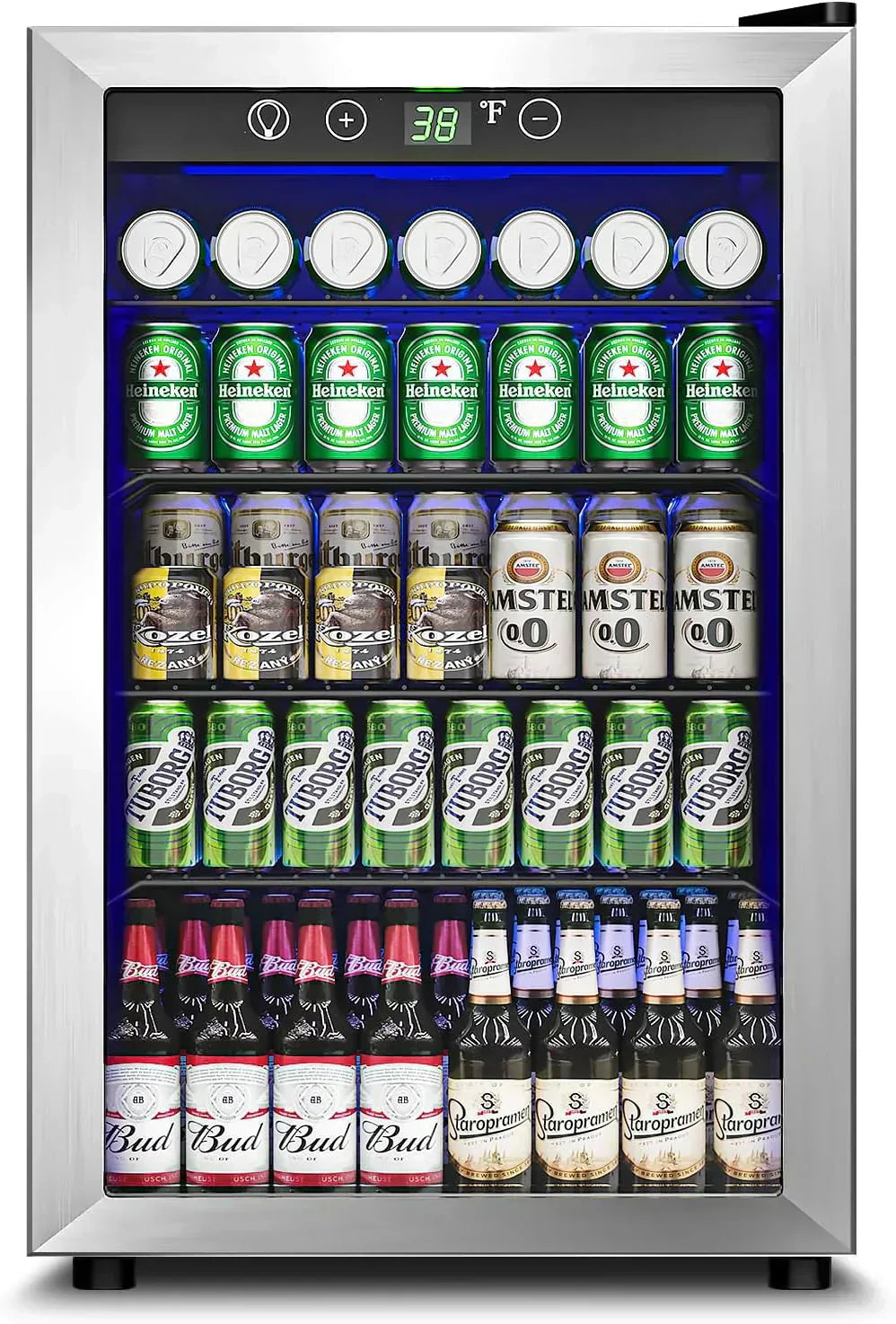 Beverage Refrigerator Cooler 126 Can Mini Fridge Glass Door for Drinks Soda Beer Wine Refrigerator wourant