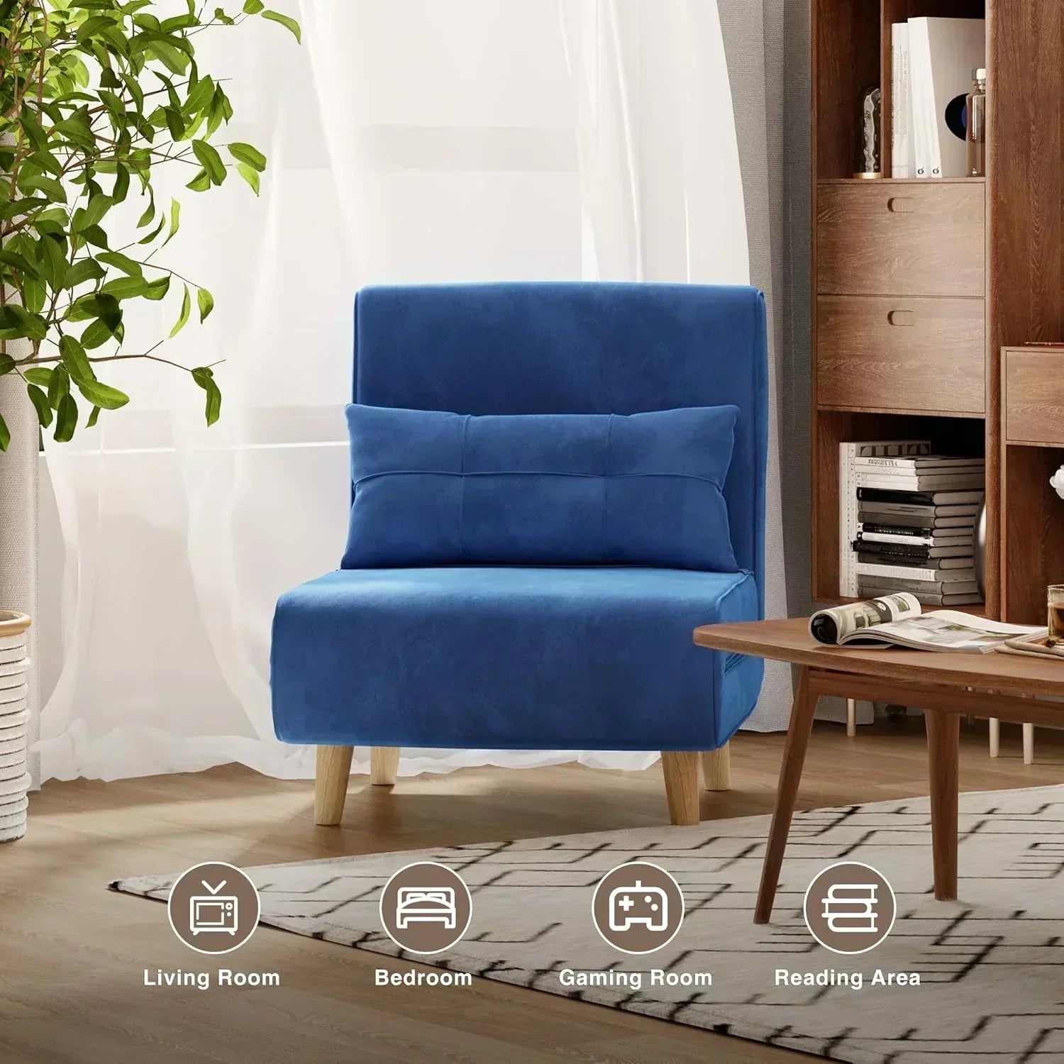 3-in-1 sleeper chair bed convertible chair bed futon sofa with adjustable backrest wourant