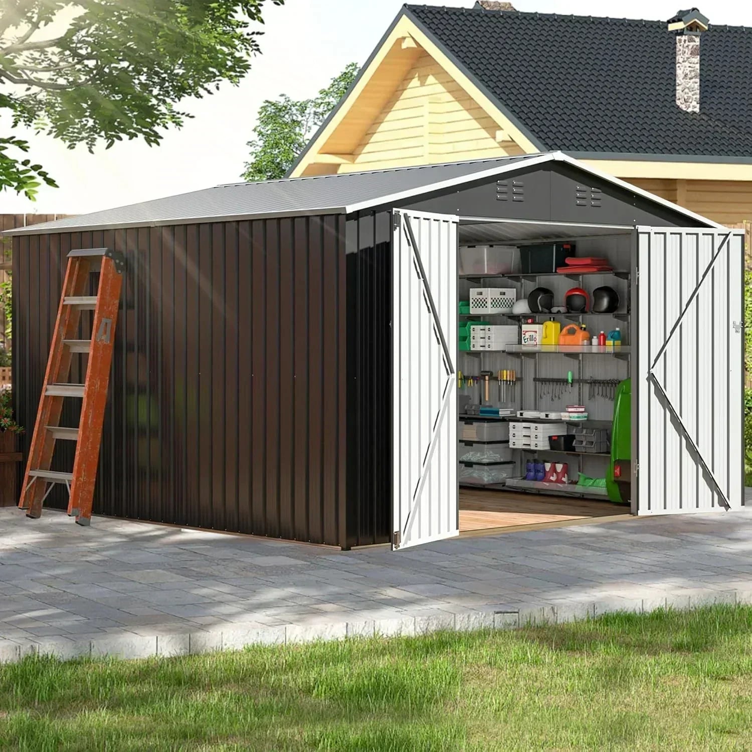 polar aurora 8x12 ft outdoor storage shed metal garden shed frame structure tool sheds wourant