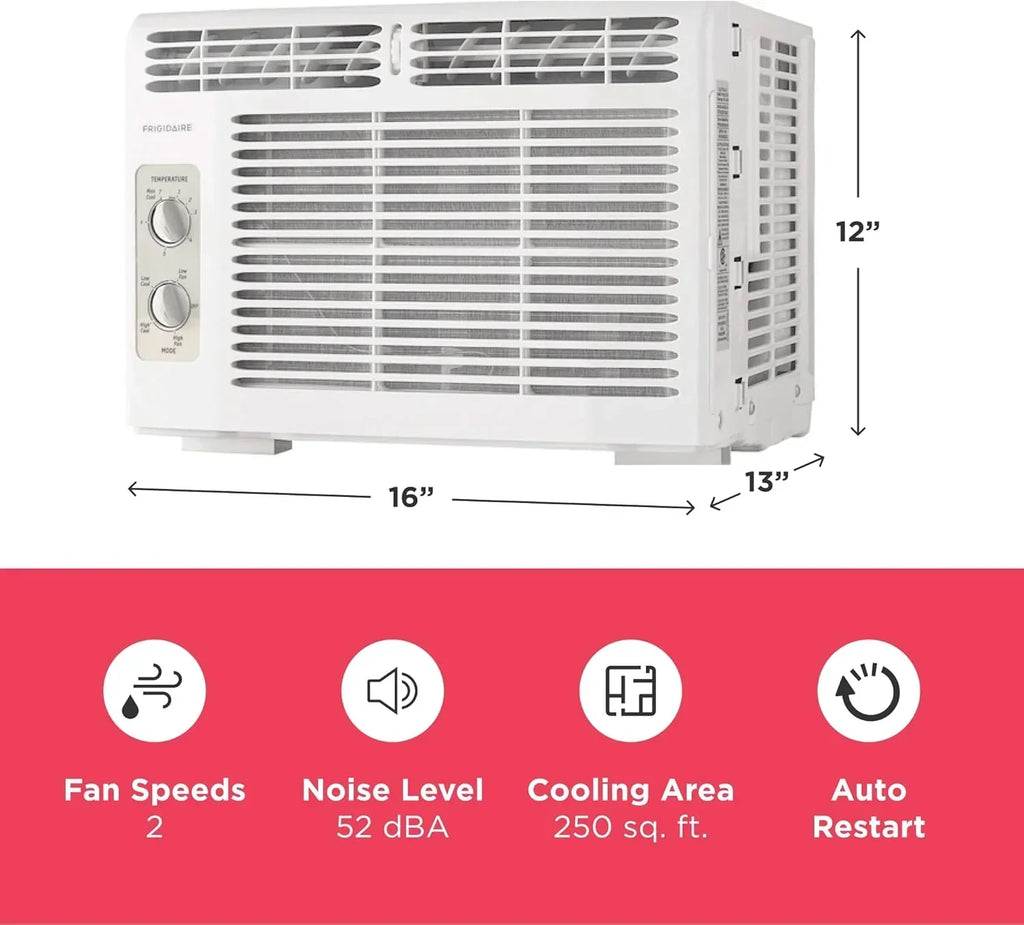 Frigidaire 5,000 BTU Window Air Conditioner Remote Control Cools Up to 150 Sq. Ft. Quiet Operation wourant