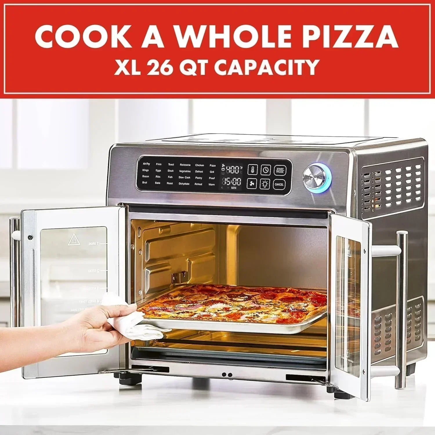 Extra Large French Door Air Fryer Toaster Oven Combo 24 Cooking Functions and Digital Controls wourant