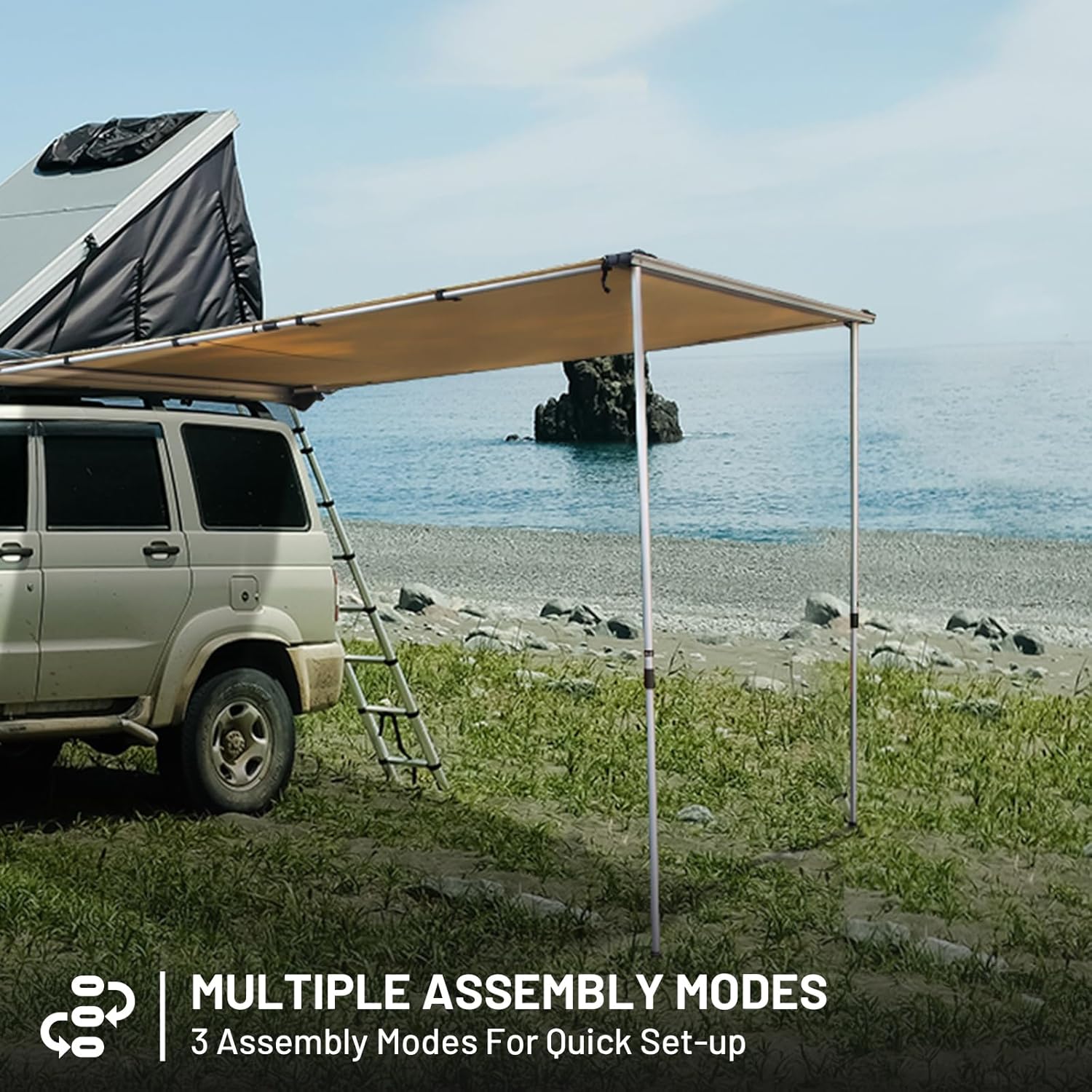 8.2 x 6.5 ft. Waterproof Car Awning for Campers and Trucks wourant
