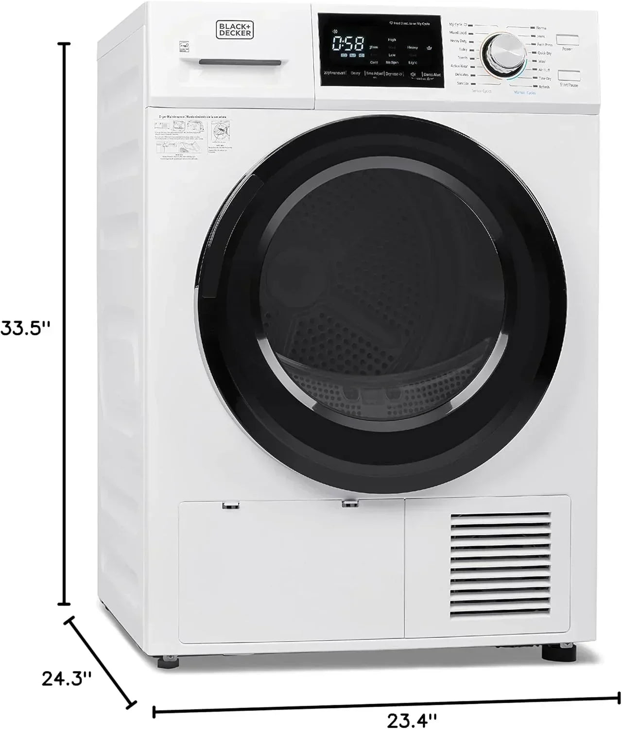 Compact Clothes Dryer 1.5 Cu. Ft. 850W Electric Dryer 120V Vented Dryer Stainless Steel Drum wourant