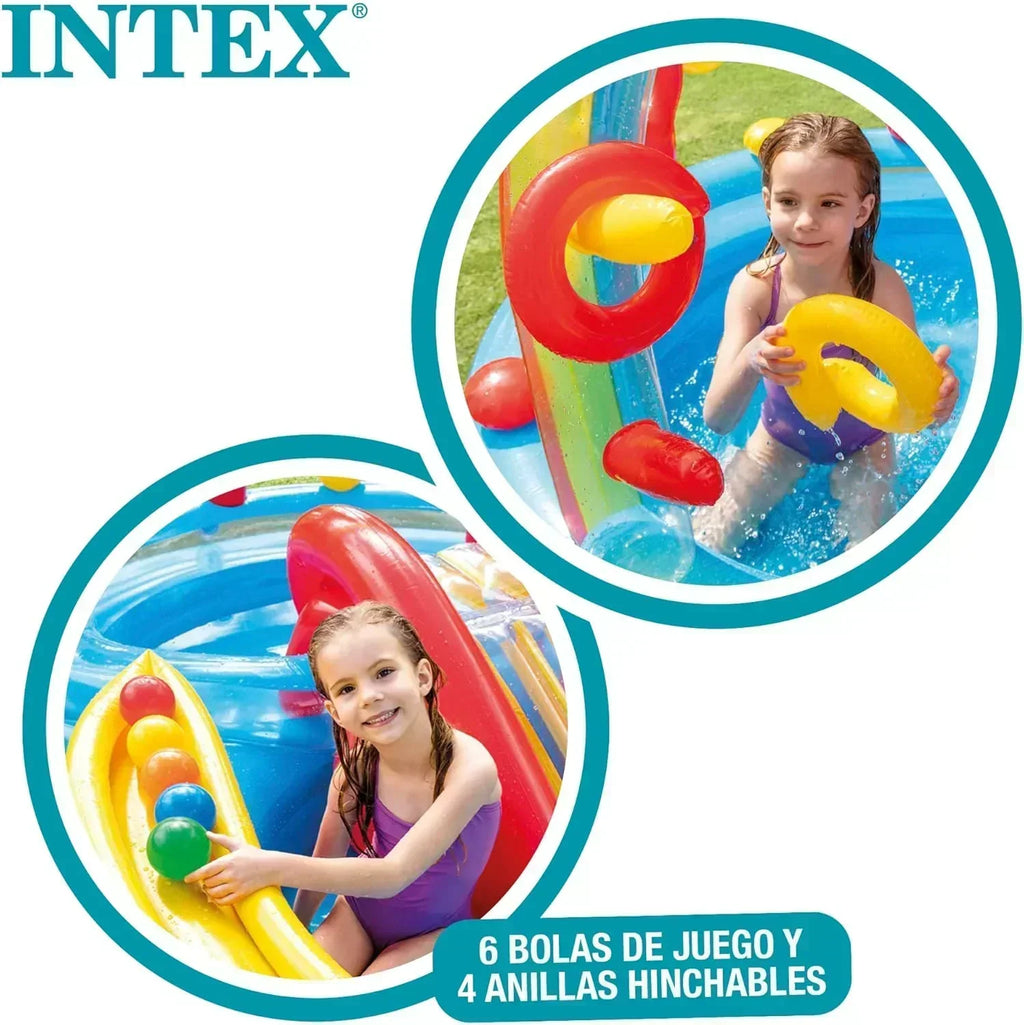 Intex 96" x 78" x 28" Inflatable Jungle Adventure Play Center Spray Kiddie Pool Water Slide wourant