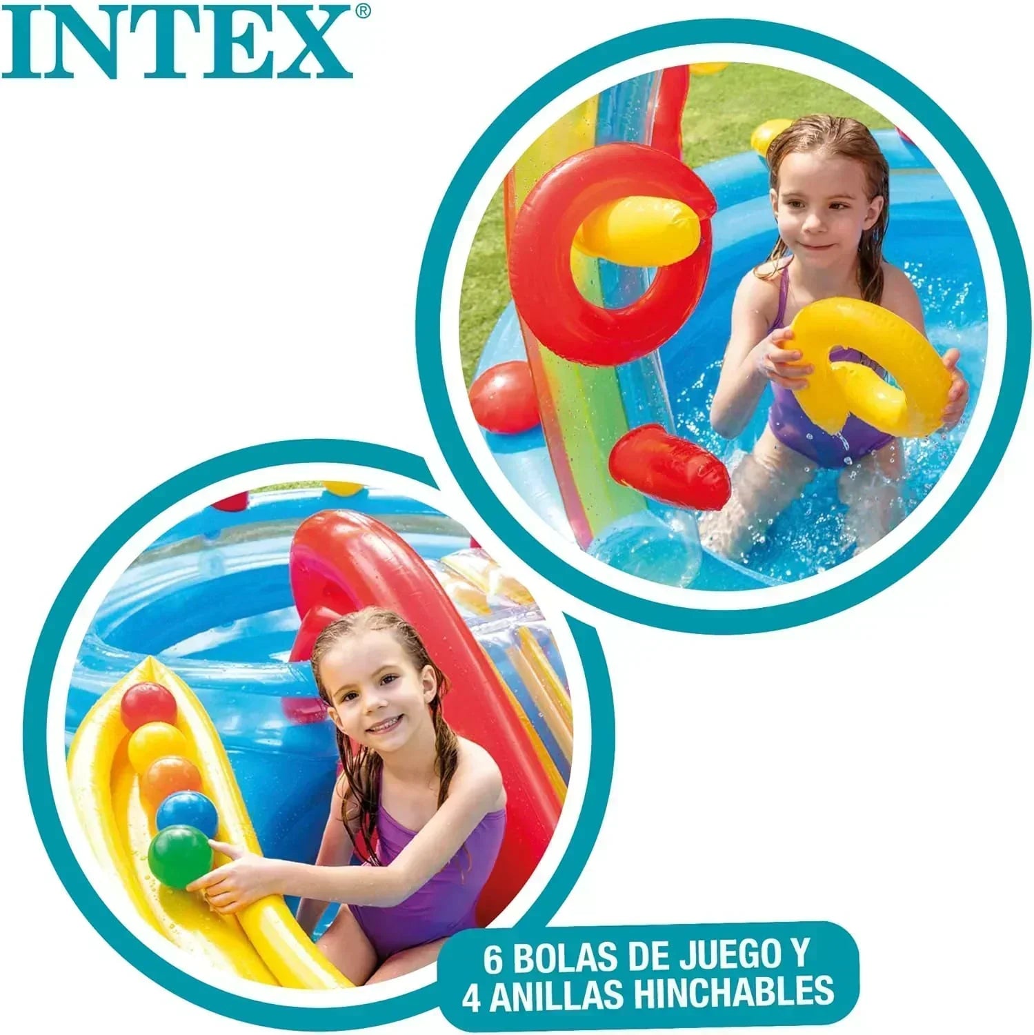 Intex 96" x 78" x 28" Inflatable Jungle Adventure Play Center Spray Kiddie Pool Water Slide wourant