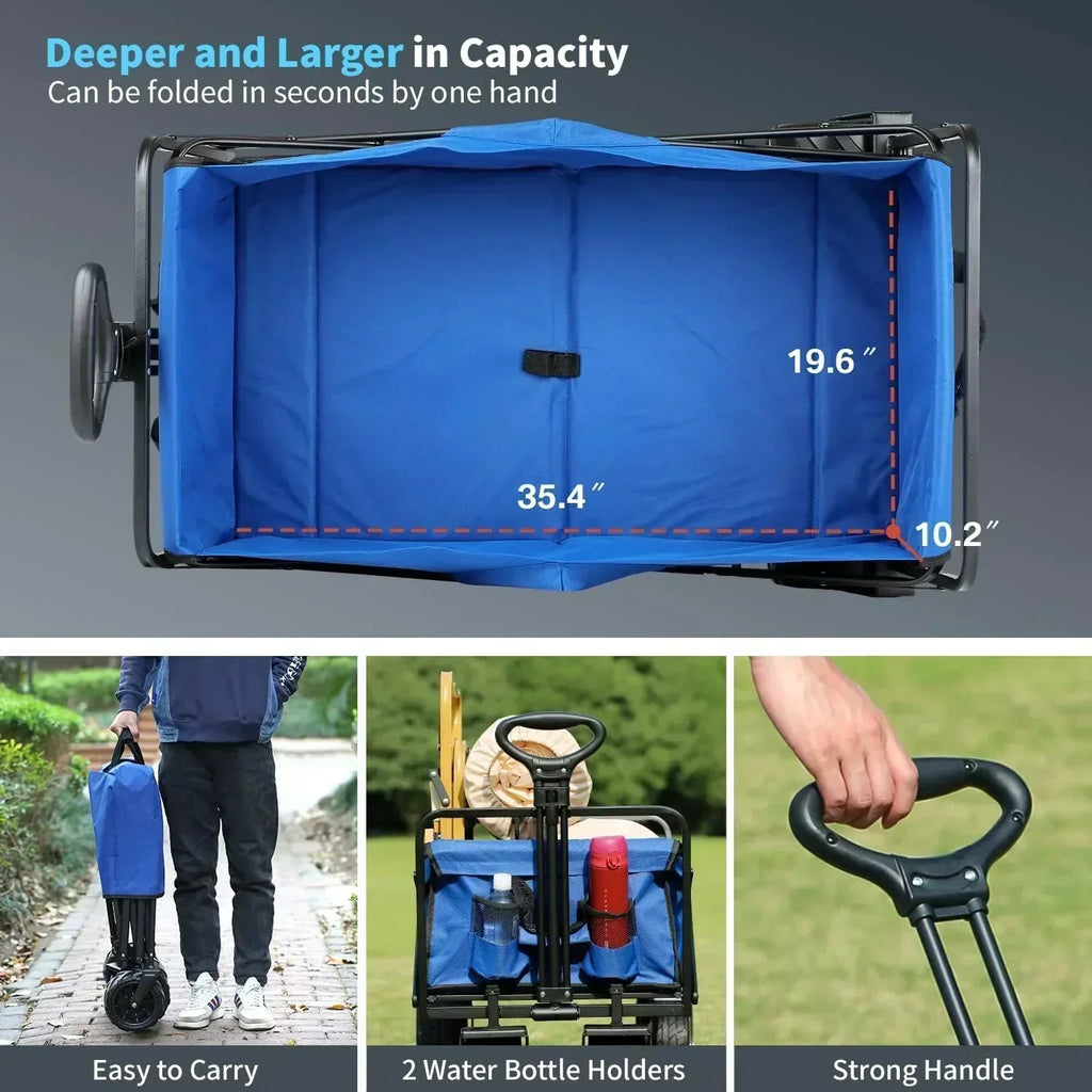 Heavy Duty 350 lb Capacity Foldable Caravan Outdoor Folding Camping Caravan Portable Grocery Cart wourant