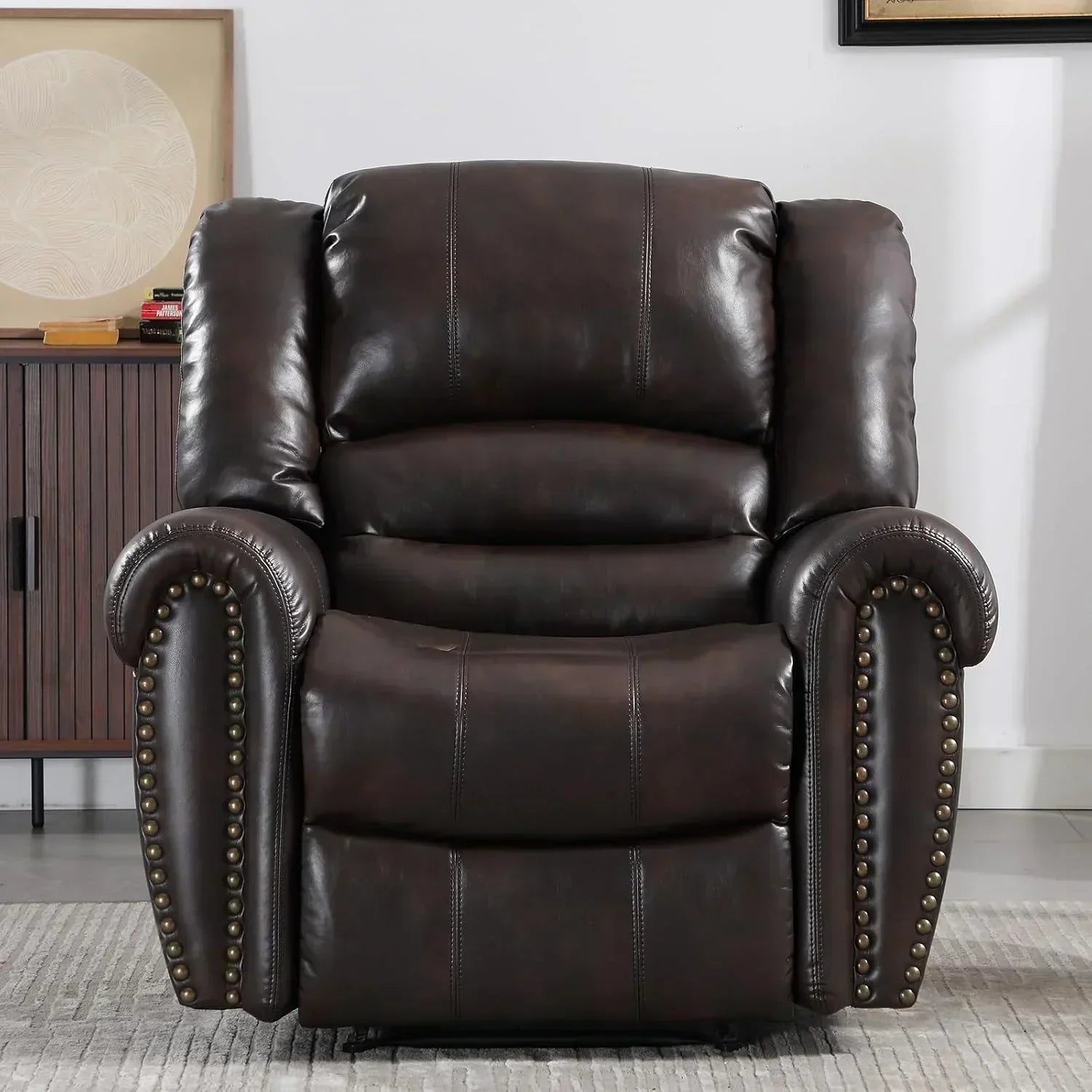 Leather recliner classic traditional manual recliner single sofa for living room wourant