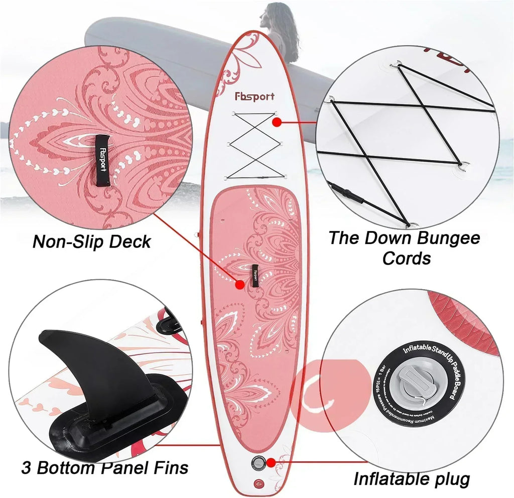 FBSPORT 11' Premium Stand Up Paddle Board Yoga Board with Durable SUP Accessories Carry Bag wourant