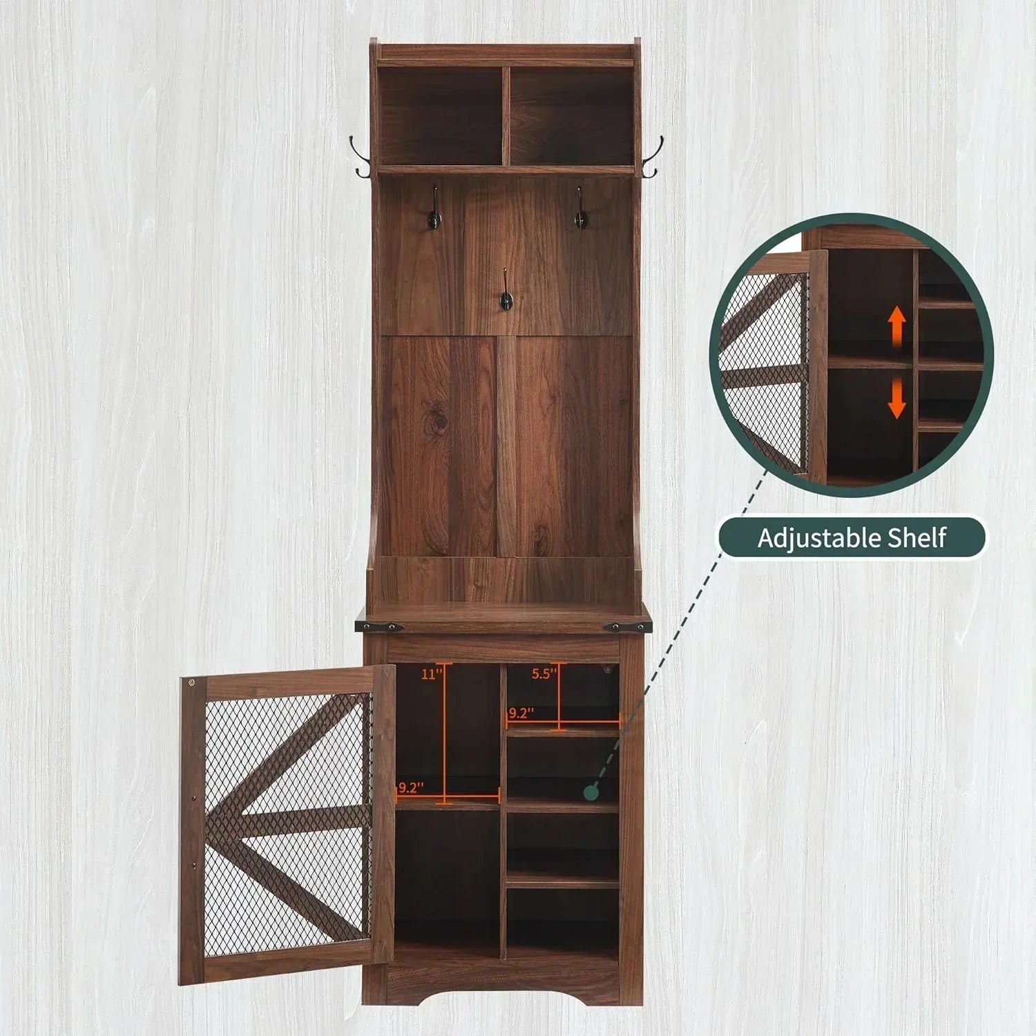 JXQTLINGMU 59-inch Farmhouse Foyer Tree Shoe Storage Entryway Bench Foyer Coat Rack Cabinet wourant