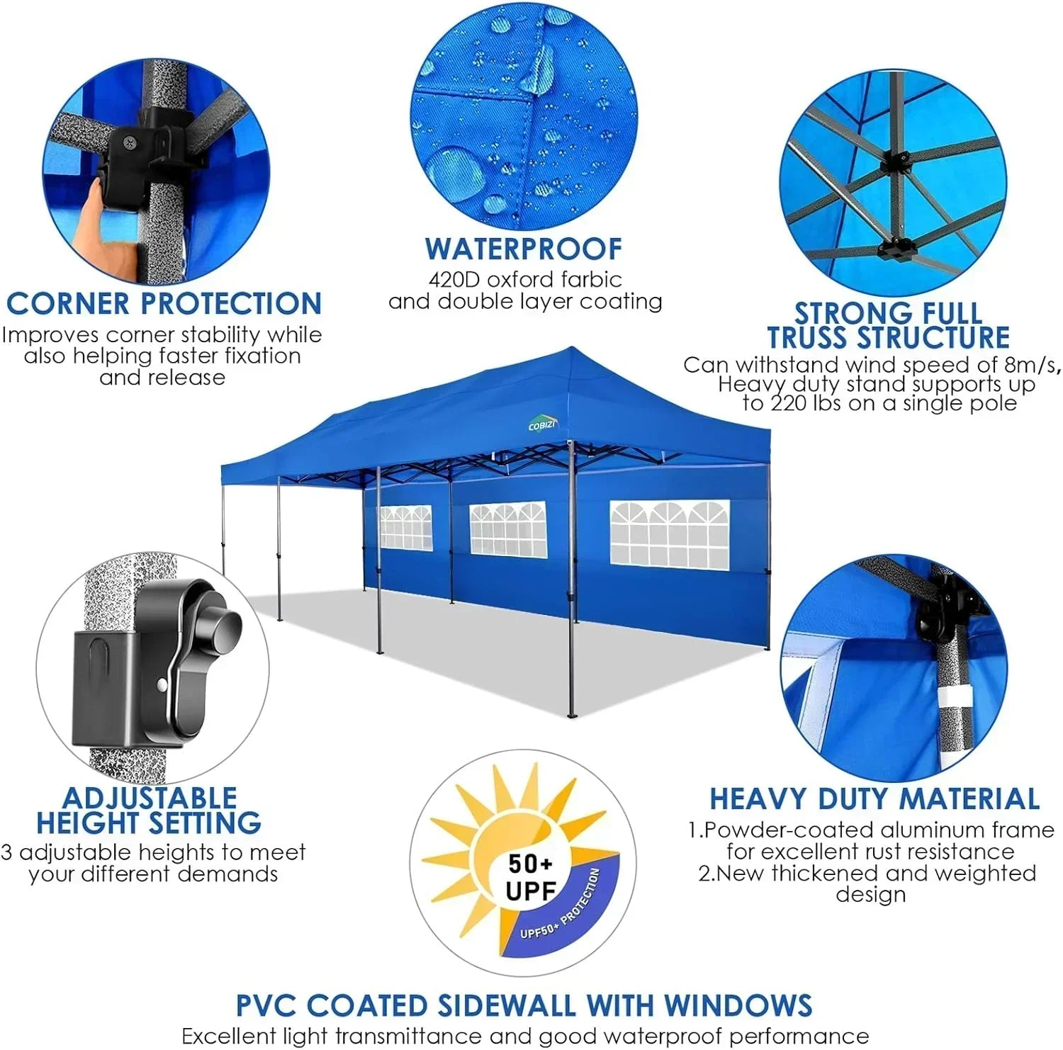 COBIZI 10x20 Heavy Duty Pop up Canopy Tent 6 sidewalls Commercial Canopy Wedding Party Tents wourant