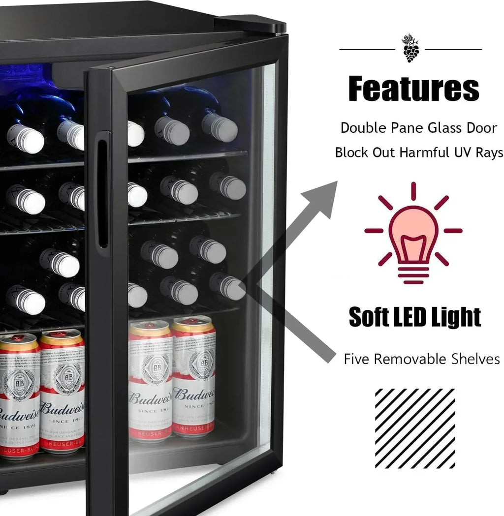 Antarctic Star 26 Bottle 130 Can Wine Cooler/Cabinet Beverage Refrigerator Cellar Beer Clear Glass wourant