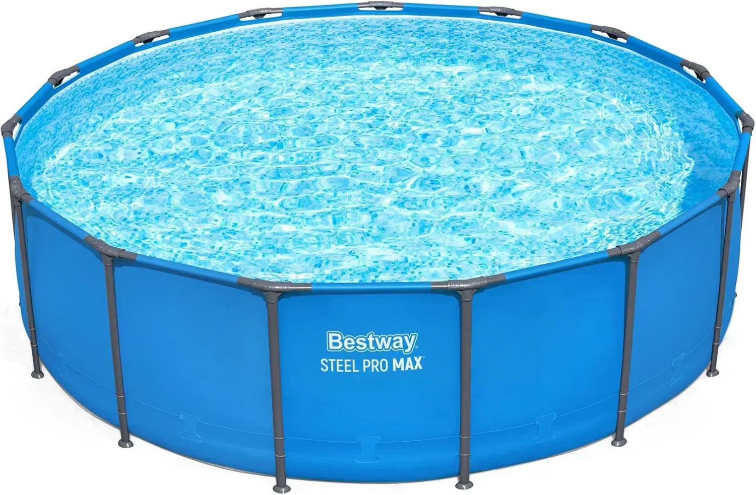 Steel Pro MAX 14 Foot x 48 Inch Round Metal Frame Above Ground Outdoor Swimming Pool Set wourant