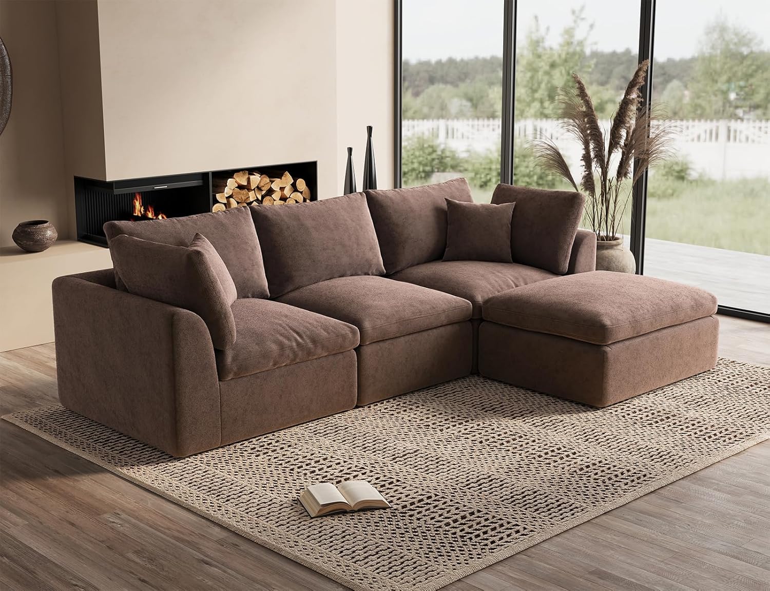 110 inch cloud sectional sofa for living room convertible L-shaped sofa 3 seater sectional sofa wourant