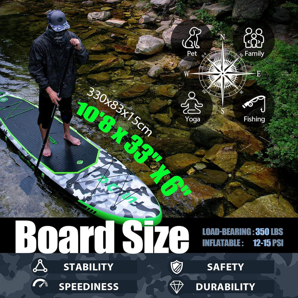 FunWater Inflatable Stand Up Paddle Board Premium SUP Paddle Accessories EVA Deck wourant