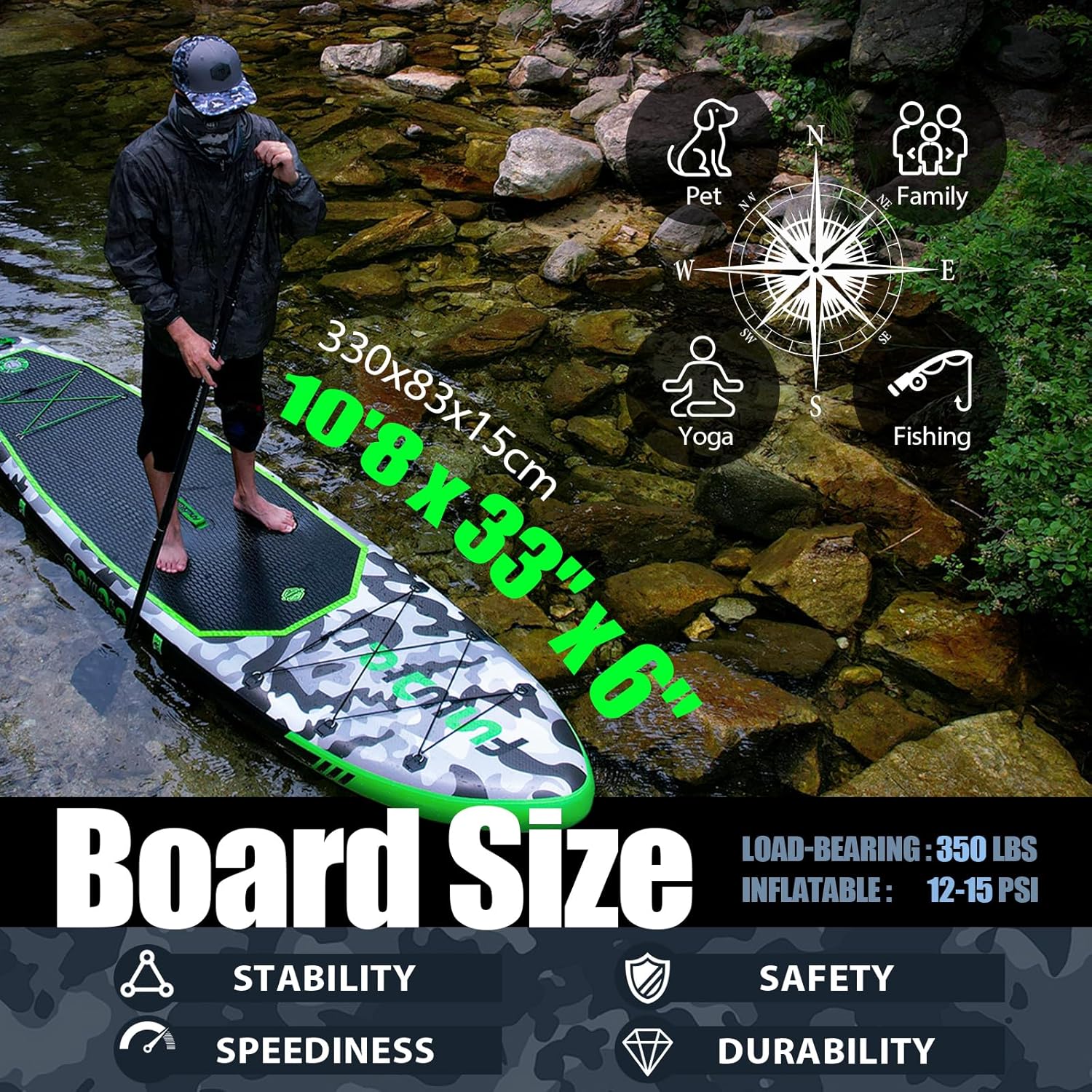 FunWater Inflatable Stand Up Paddle Board Premium SUP Paddle Accessories EVA Deck wourant