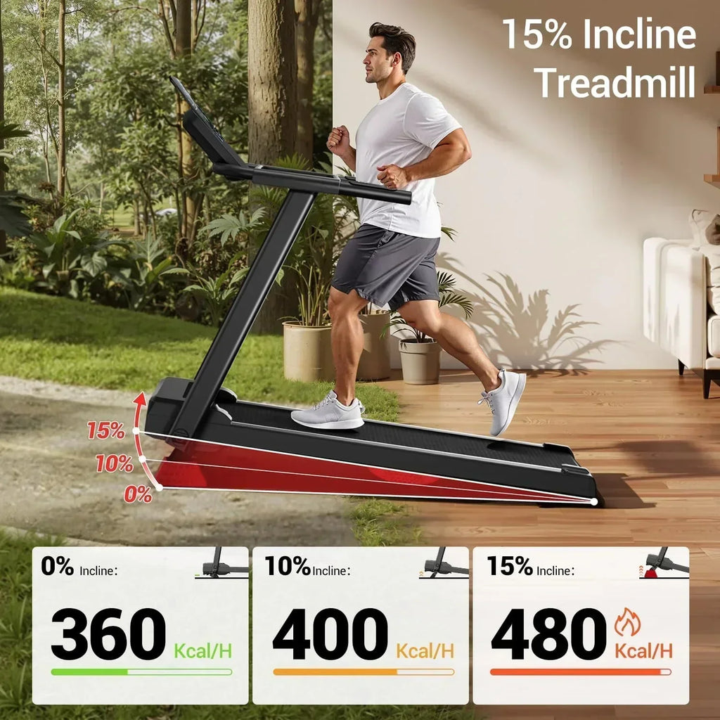 Home Treadmill 15% Incline Treadmill 3.0 hp Quiet Brushless Dual Cushion System wourant