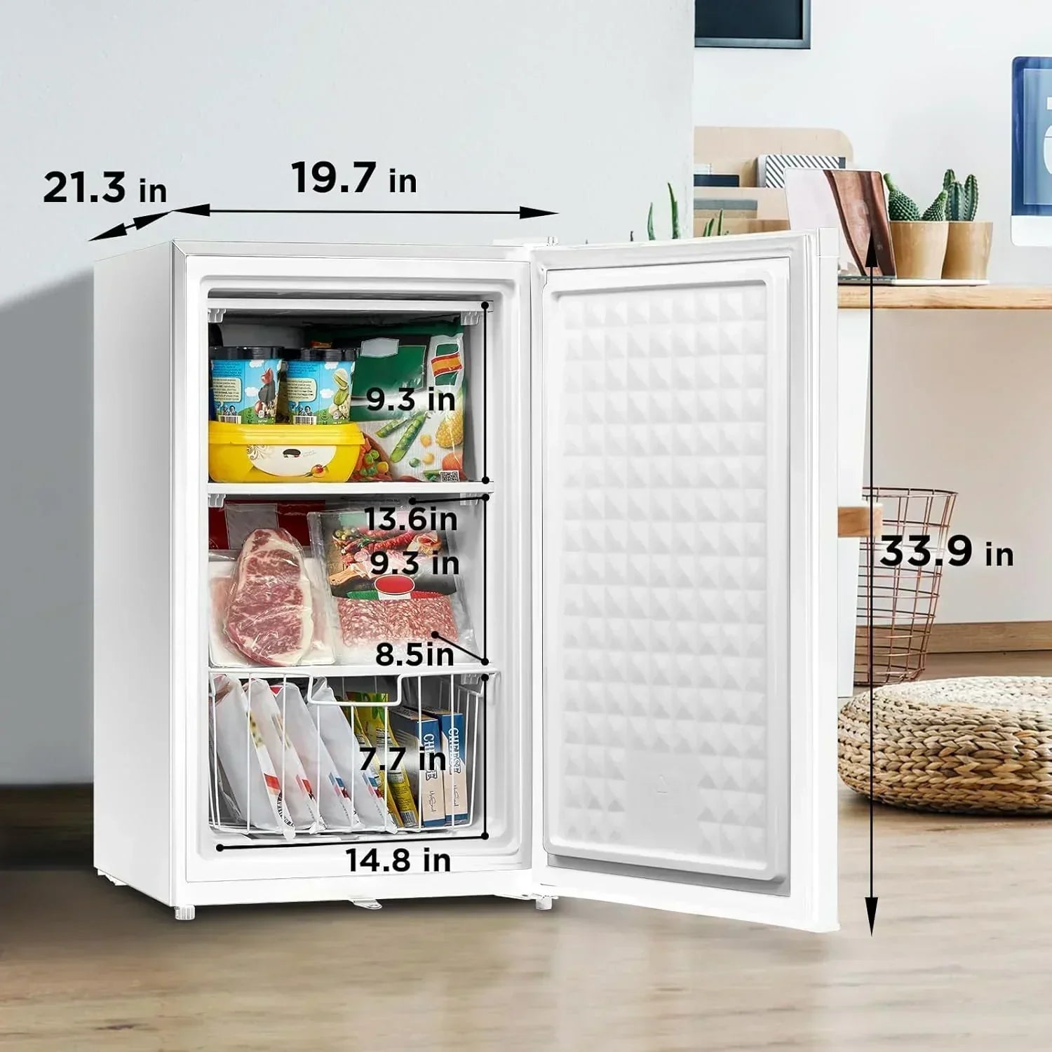Upright Freezer Large Black 3.0 Cubic Feet wourant