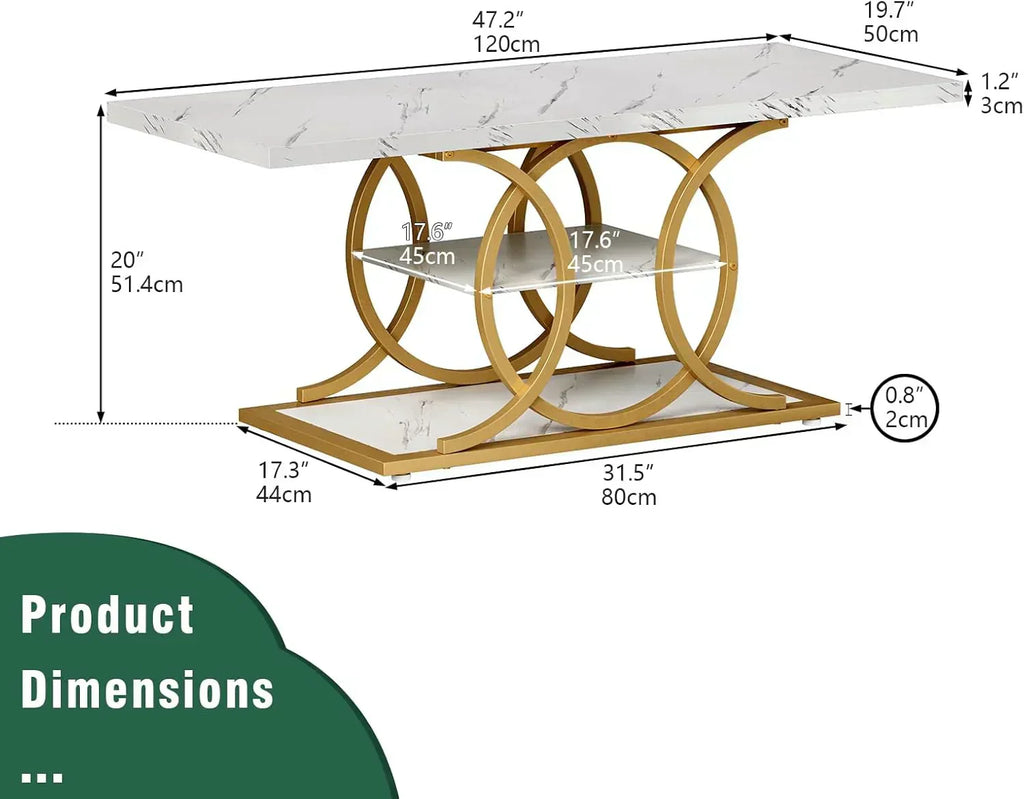 GiftGo Rustic Style Coffee Table Storage Industrial Style Three Tier Centerpiece Living Room Table wourant