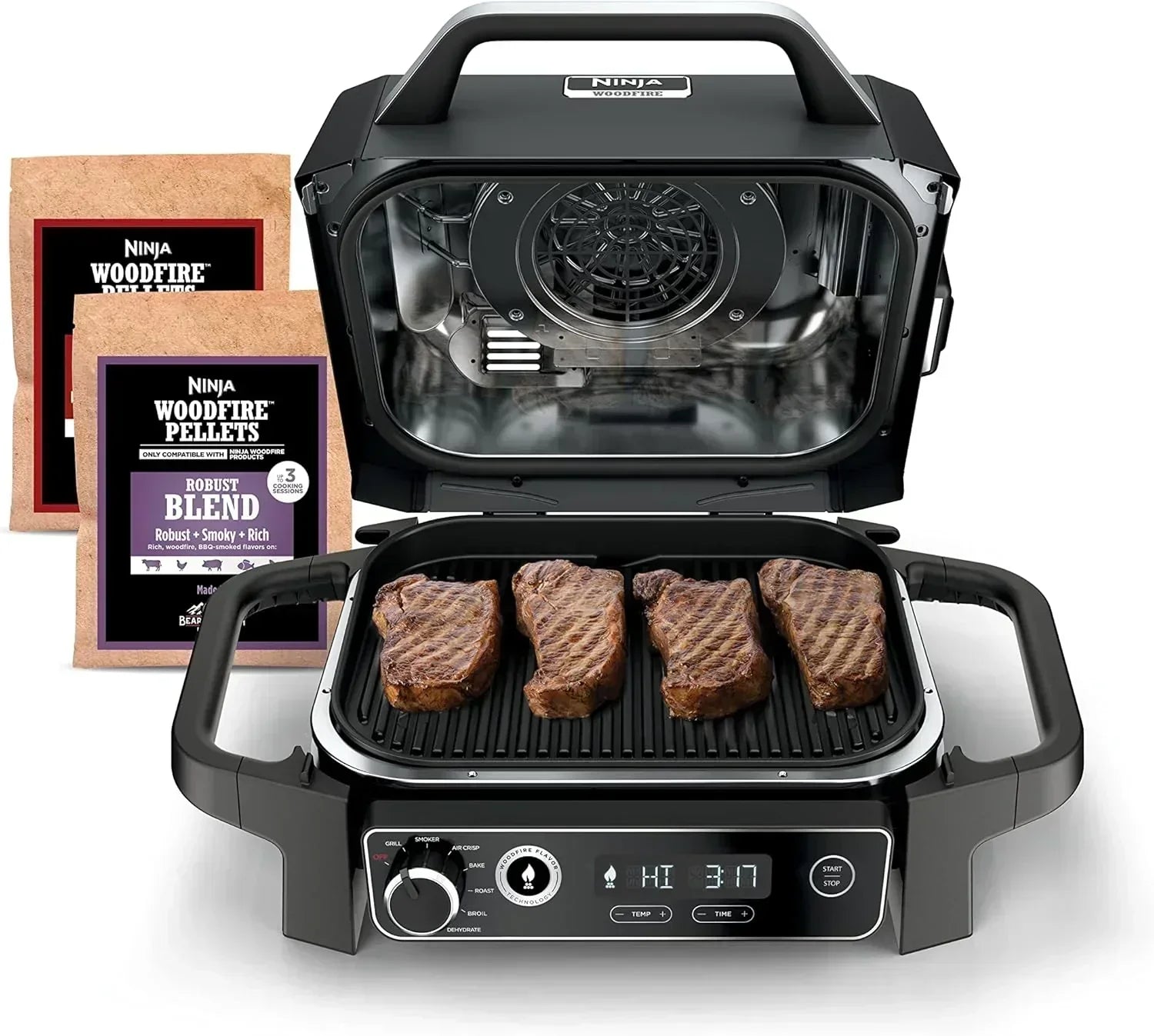 OG751 Woodfire Pro Outdoor Grill Built-In Thermometer 7-in-1 Master Grill BBQ Smoker Air Fryer wourant