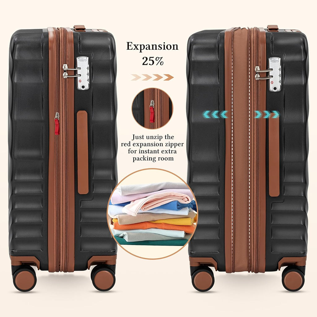 5 piece luggage set expandable suitcase 22x14x9 aviation certified durable waterproof travel set wourant