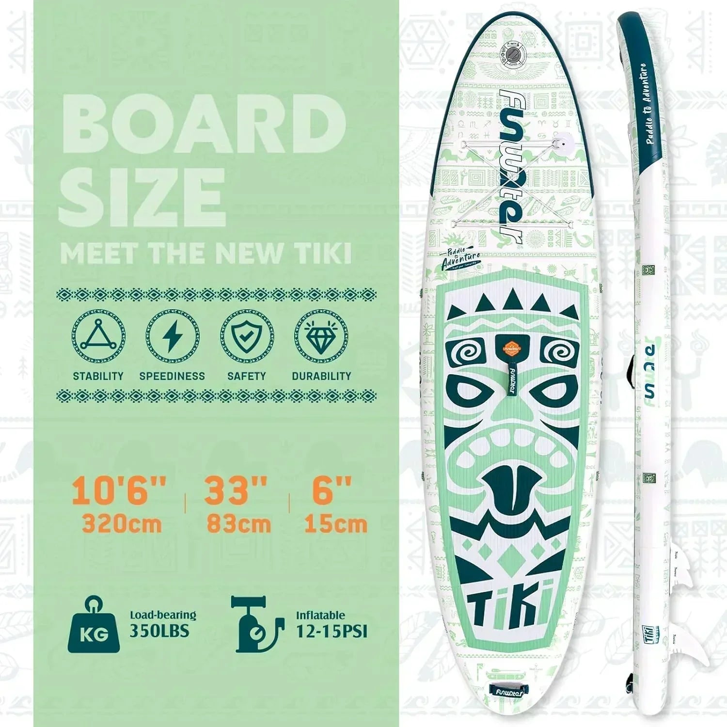FunWater Inflatable Stand Up Paddle Board Premium SUP Paddle Accessories EVA Deck wourant