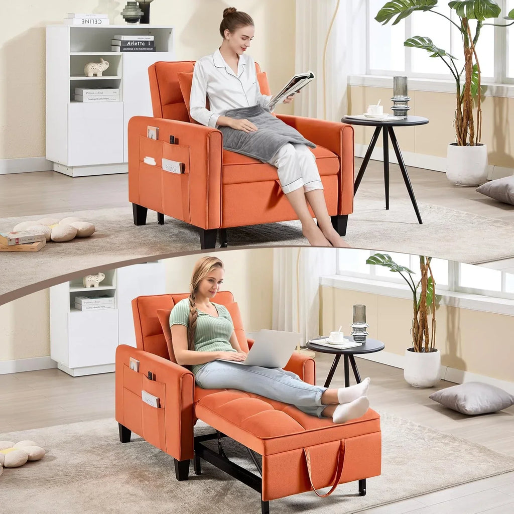 Convertible Sleeper Chair 3 in 1 Sleeper Chair Bed Pull Out Sofa Bed Chairs Velvet Single Sofa wourant