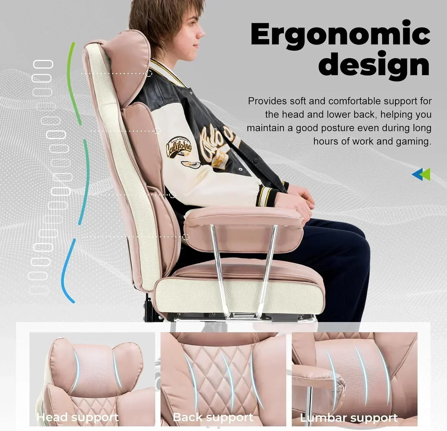 Large high back office chair high back leather gaming chair with footrest wourant