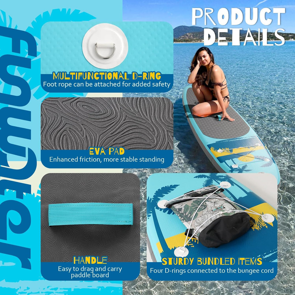 FunWater Inflatable Stand Up Paddle Board Premium SUP Paddle Accessories EVA Deck wourant