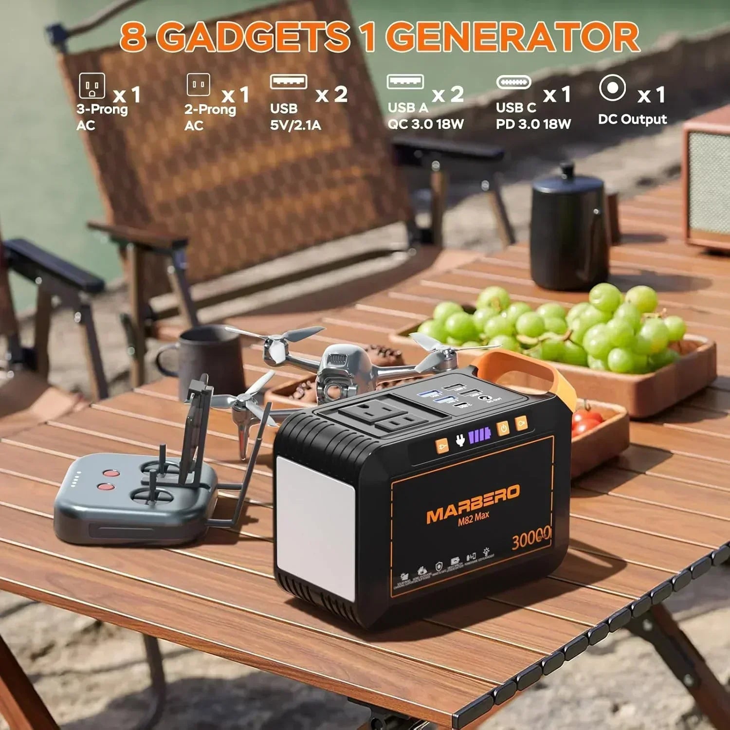 Portable Power Station 88Wh Camping Lithium Battery Solar Generator Fast Charging Power Bank wourant