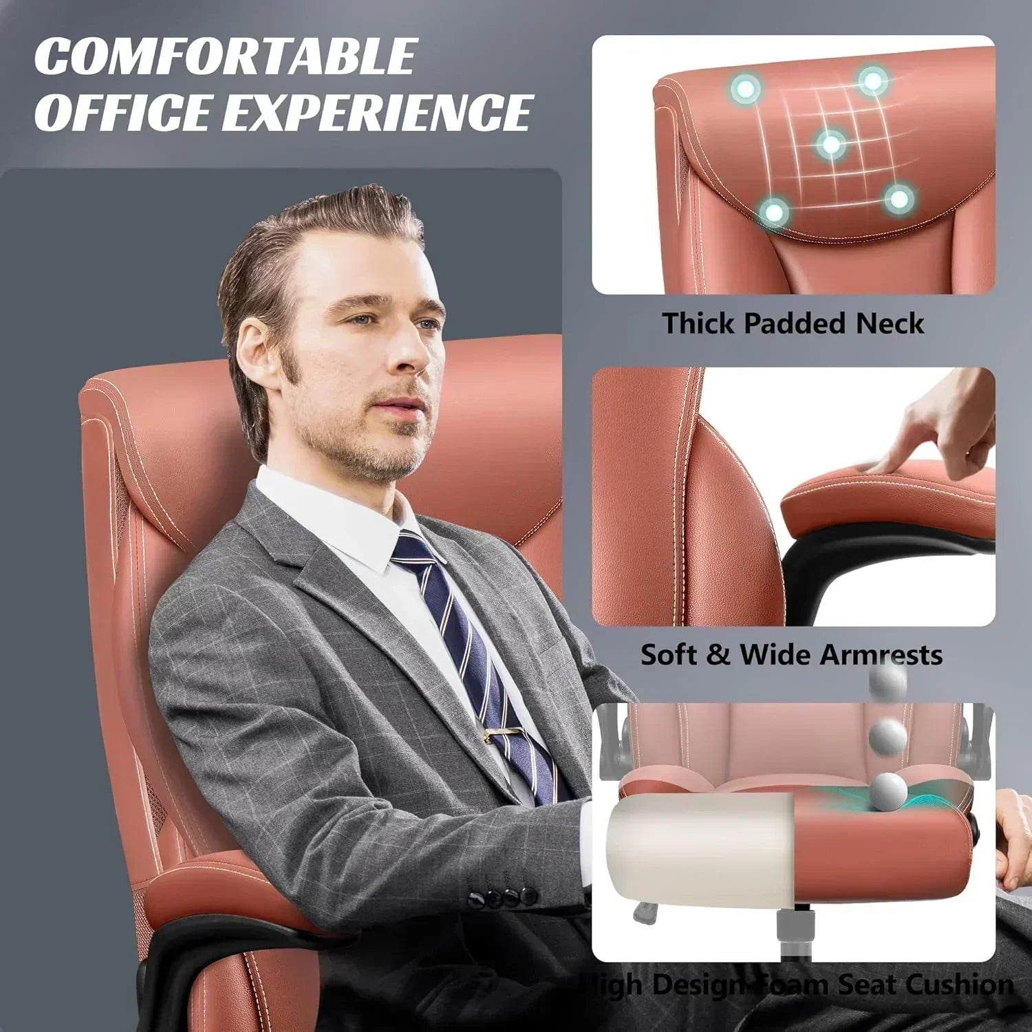 Office Chair Large High-Foot Computer Desk Chair Chair Lumbar Support Rotating Computer Chair wourant