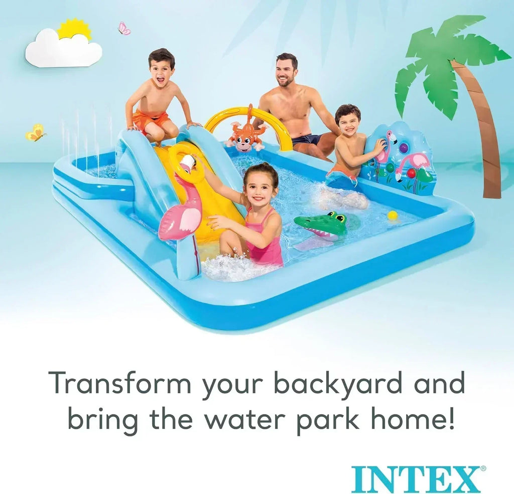 Intex 96" x 78" x 28" Inflatable Jungle Adventure Play Center Spray Kiddie Pool Water Slide wourant
