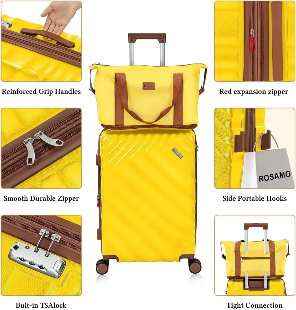 5 piece luggage set expandable suitcase 22x14x9 aviation certified durable waterproof travel set wourant