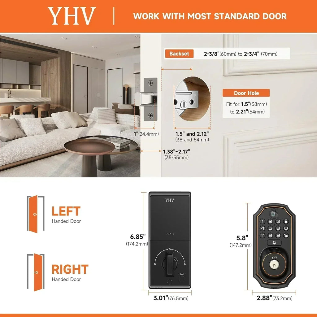 Keyless Entry Door Lock with Camera Fingerprint Smart Door Lock with App Remote Control wourant