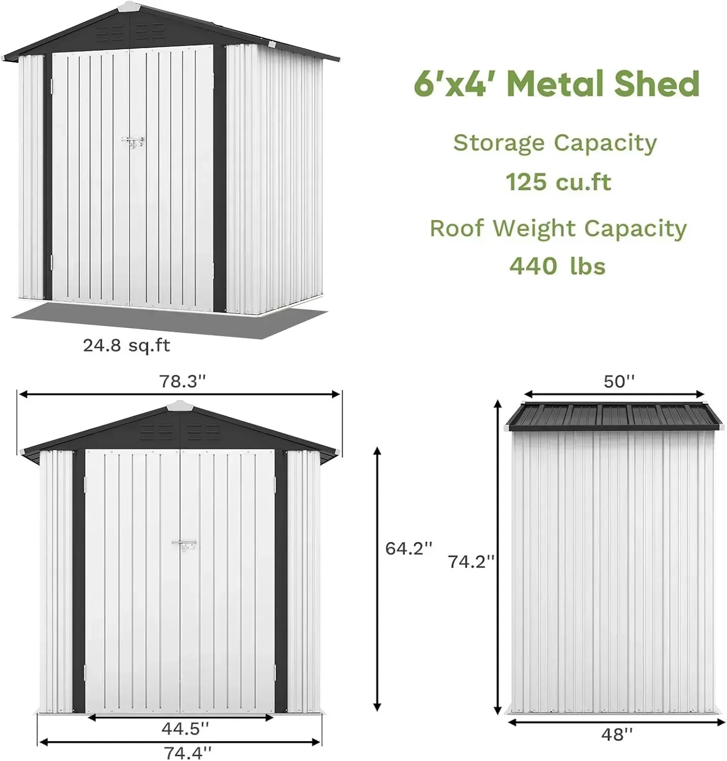 Patiowell 5x3 FT Outdoor Storage Shed Tool Shed with Sloping Roof and Lockable Door Metal Shed wourant