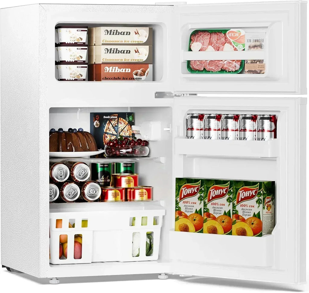 Antarctic Star Compact Mini Refrigerator Separate Freezer Small Fridge Double 2-Door wourant