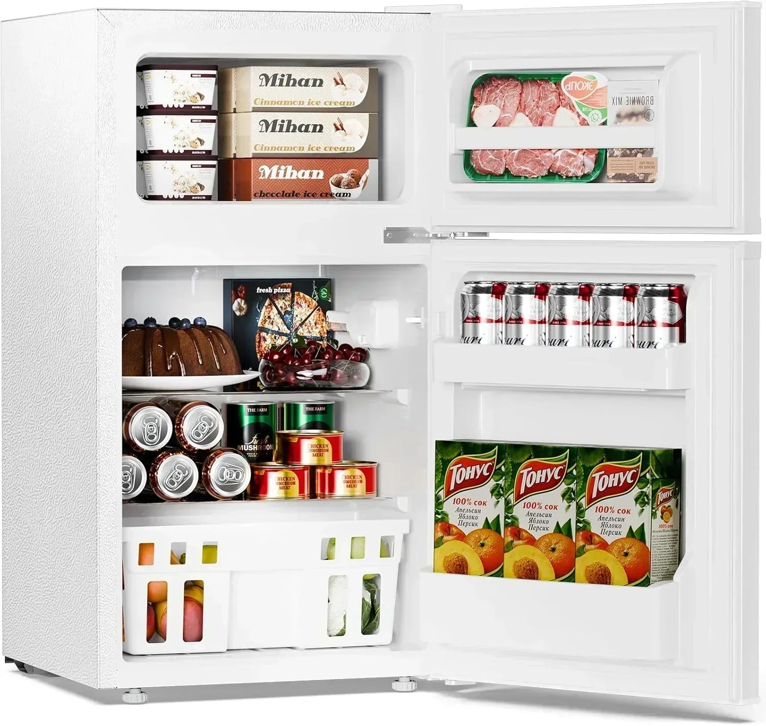 Antarctic Star Compact Mini Refrigerator Separate Freezer Small Fridge Double 2-Door wourant