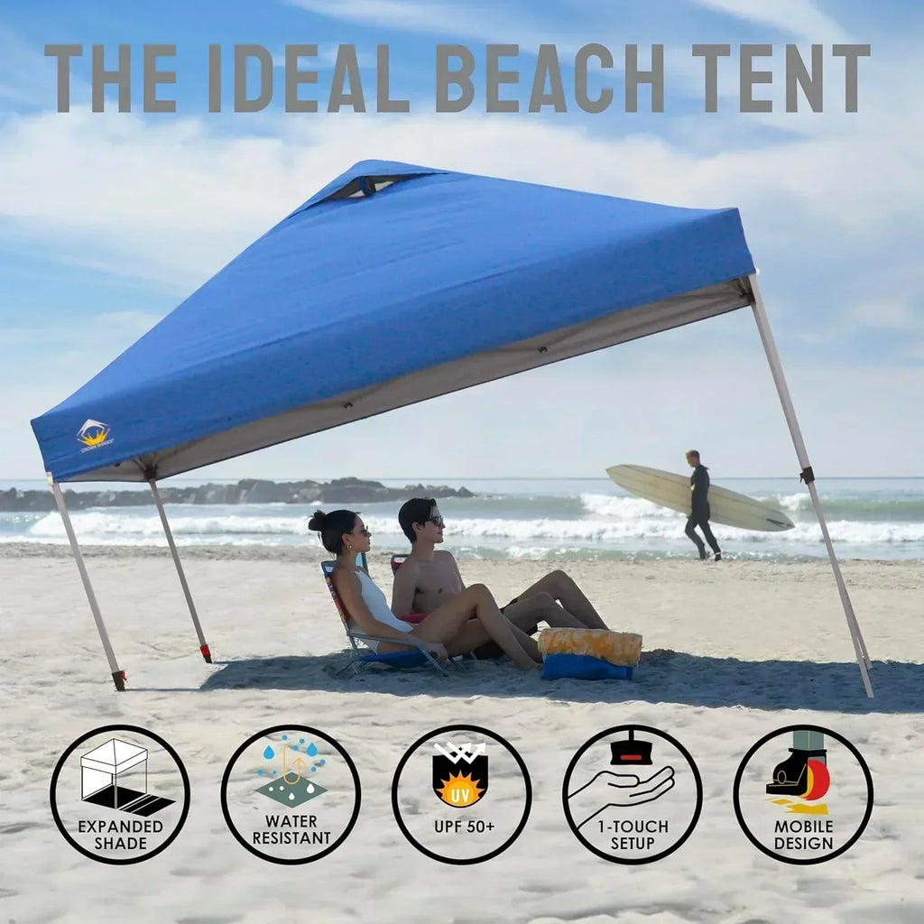 10x10 Pop-Up Awning One-Click Installation Beach Tent Outdoor Sunshade Silver Coated Top wourant