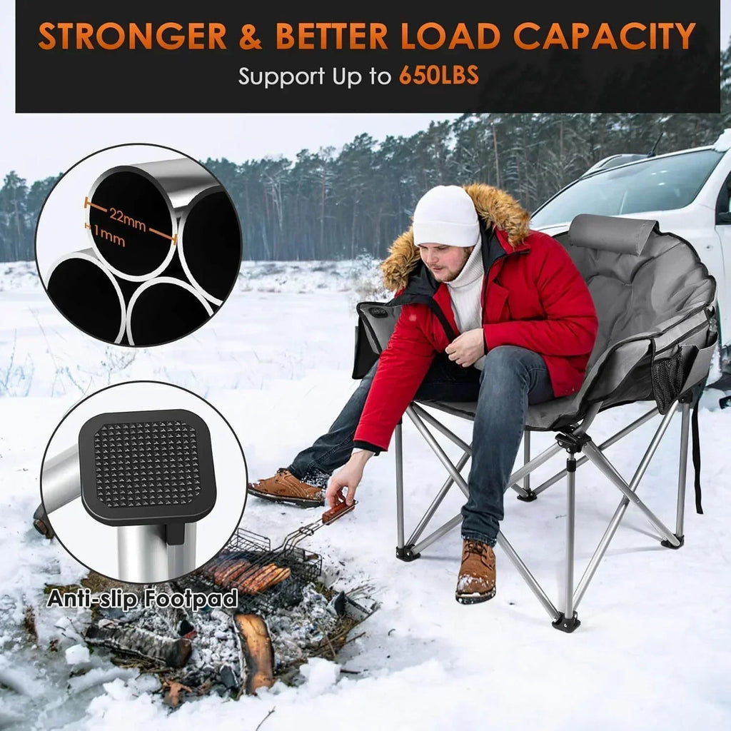 Heated Camping Chair Extra Large Heated Chair Outdoor Sports Chair with 3 Heat Levels on Back wourant
