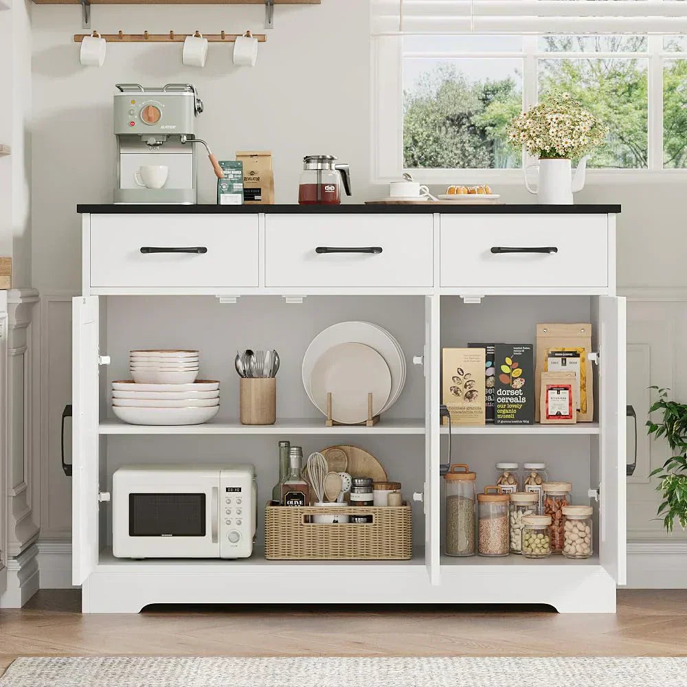 Modern farmhouse sideboard barn door buffet storage cabinet with drawers and shelves wourant