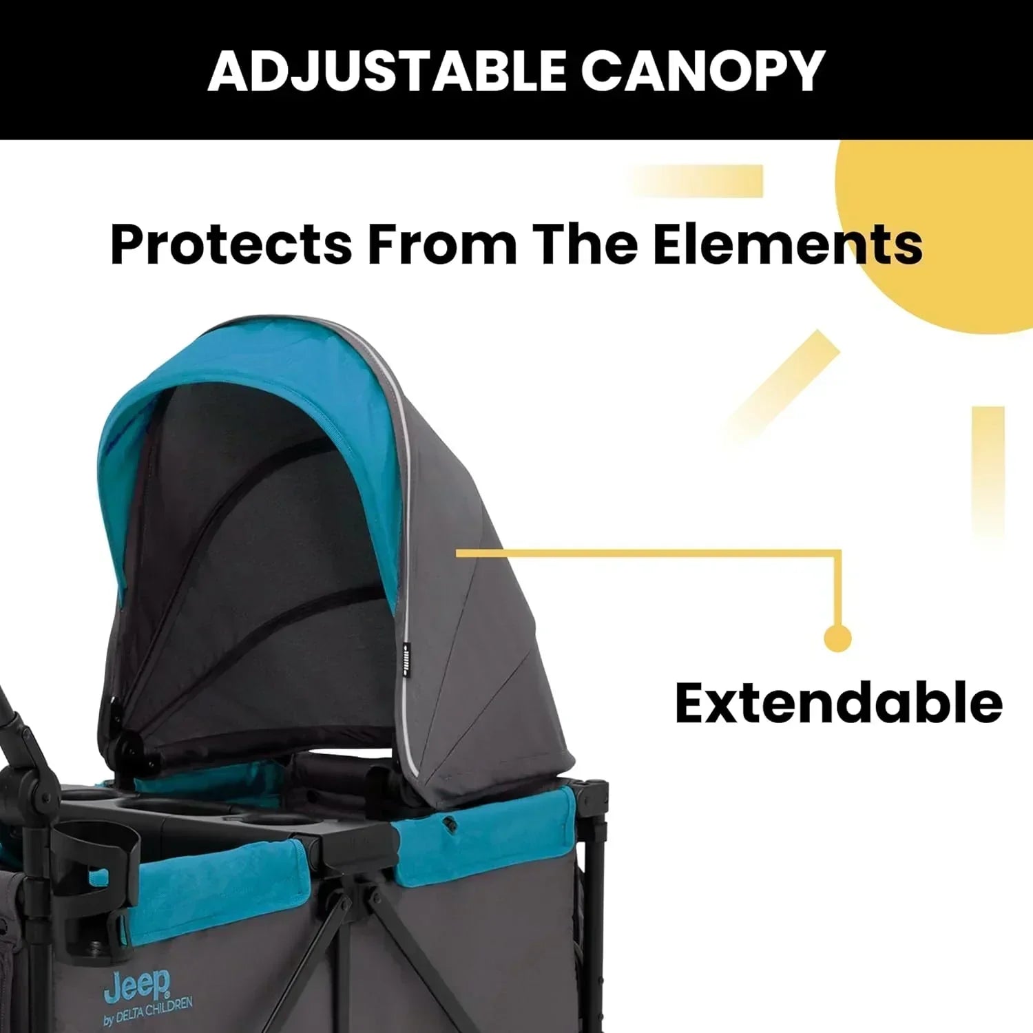 Jeep Sport All-Terrain Stroller Wagon by Delta Children Includes Canopy Parent Organizer wourant